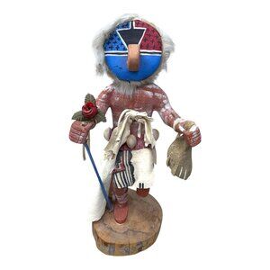 Vintage Handcrafted Native American Kachina Doll Chief Signed EC Art 10" Katsina